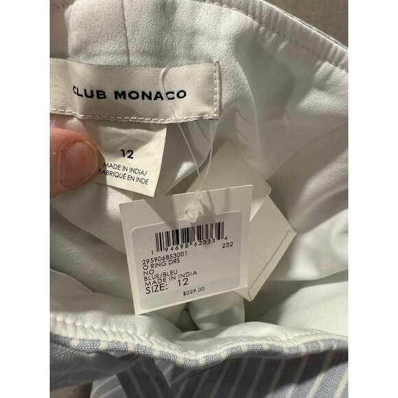 Club Monaco Blue & White Striped Sleeveless Dress With Belt Size 12 - Picture 3 of 6